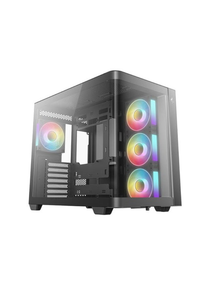 CG530U 4F Panoramic Curved Glass Dual-Chamber ATX PC Case – 4 ARGB Fans, Tempered Glass, Dual-Chamber Layout, USB-C, CPU Cooler 160mm, GPU 410mm, PSU 210mm, Radiator Support 360mm – Black | R-CG530U-BKAGA4-G